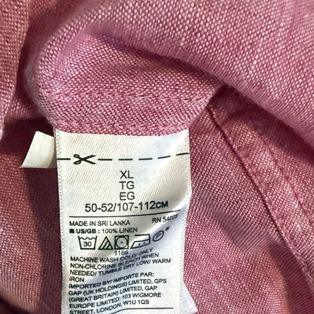 Banana Republic Camden Standard Fit 100% Linen Pink Button Up Shirt Men’s Large